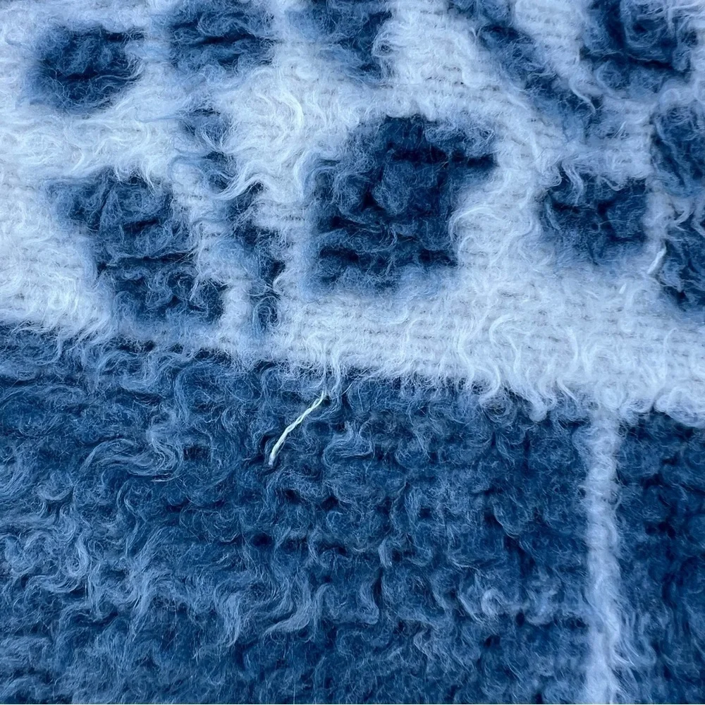 VTG IBENA Blue Country Goose Reversible Throw Blanket Soft Fluffy 54x74 FLAWS